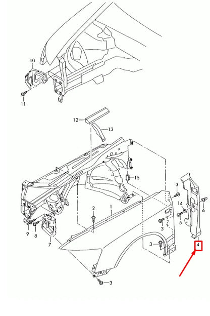NEW AUDI A6 AVANT C6 FRONT RIGHT FENDER MOUNTING PLATE 4F0821112A ORIGINAL