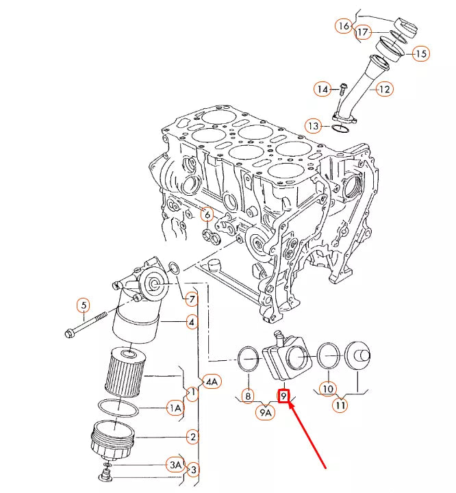 NEW AUDI A3 8P ENGINE OIL COOLER 038117021E ORIGINAL