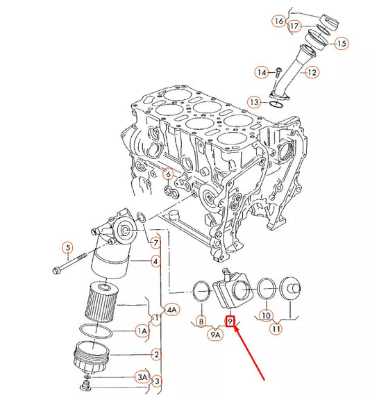 NEW AUDI A3 8P ENGINE OIL COOLER 038117021E ORIGINAL