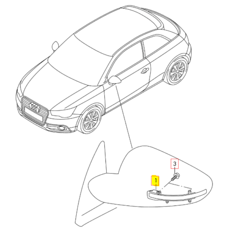 NEW AUDI A1 SPORTBACK 8XA LEFT MIRROR TURN SIGNAL INDICATOR 8X0949101A ORIGINAL