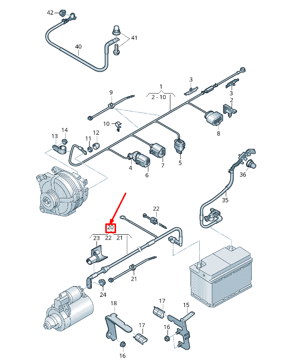 new volkswagen t-roc a11 positive battery cable 5q0971228a original