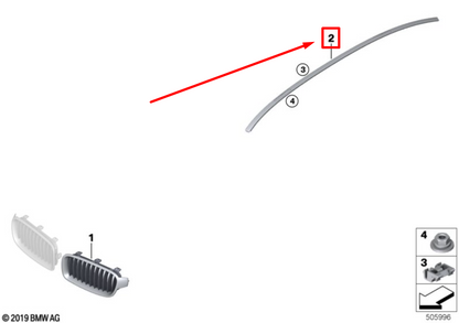 new bmw 3 f30, f80 right roof moulding trim 51137312618 7312618 original