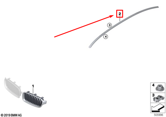 new bmw 3 f30, f80 right roof moulding trim 51137312618 7312618 original