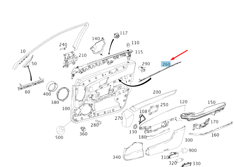 NEW MERCEDES-BENZ E W212 FRONT RIGHT DOOR OPTICAL FIBER A2128250210 ORIGINAL