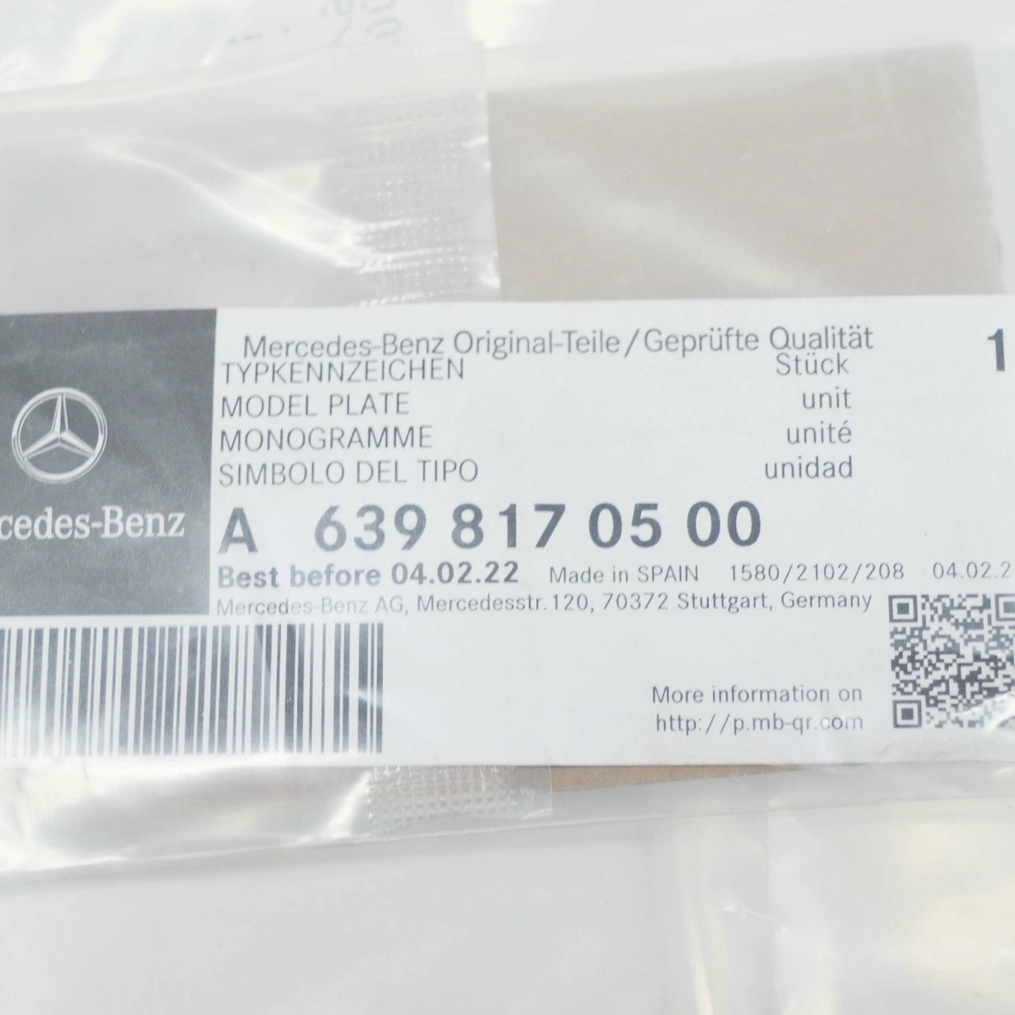 NEW MERCEDES-BENZ VITO W639 REAR PANEL DOOR BADGE A6398170500 ORIGINAL