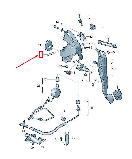 NEW VW TRANSPORTER VI T6 CLUTCH PEDAL SHAFT 7H0721429A