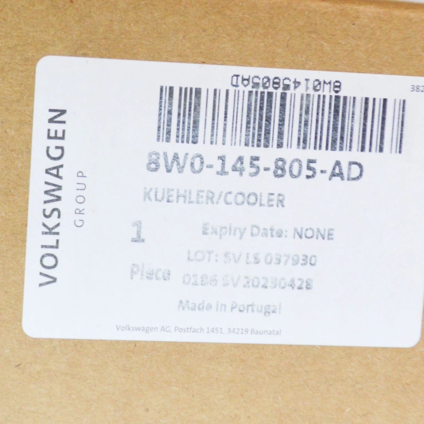 NEW AUDI A4 AVANT B9 INTERCOOLER RADIATOR 8W0145805AD ORIGINAL