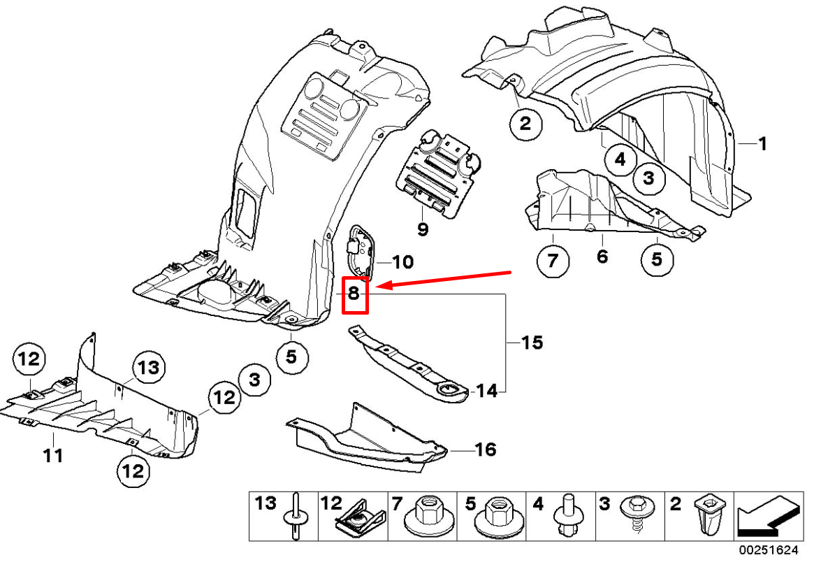 new bmw 3 cabrio e93 front left inner fender 51718047461 8047461 original