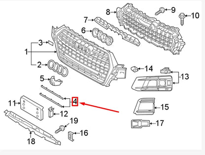 NEW AUDI Q7 4M FRONT RADIATOR GRILLE UPPER MOULDING TRIM 4M0807967BRN4