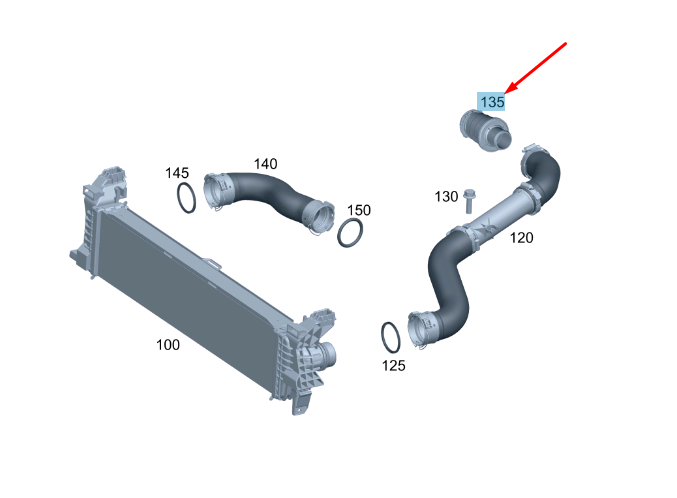 NEW MB VITO W447 CHARGE AIR LINE LEFT NOISE DAMPER A6221400087 ORIGINAL