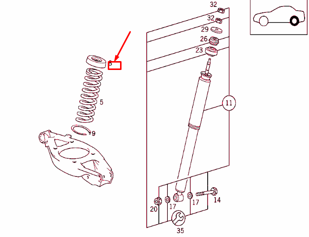 new mercedes-benz slk r170 rear coil spring shim a2103250284 original
