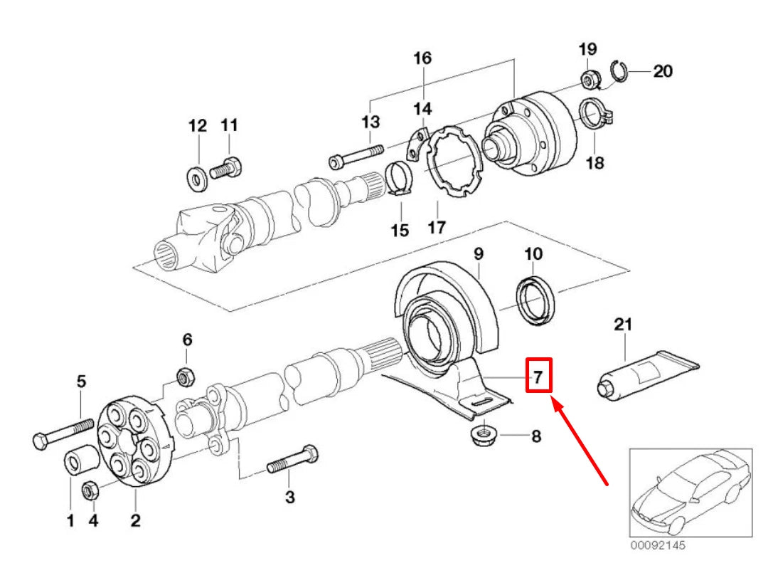 NEW BMW 5 E39 DRIVE SHAFT CENTER CARRIER 1229242 26121229242 ORIGINAL
