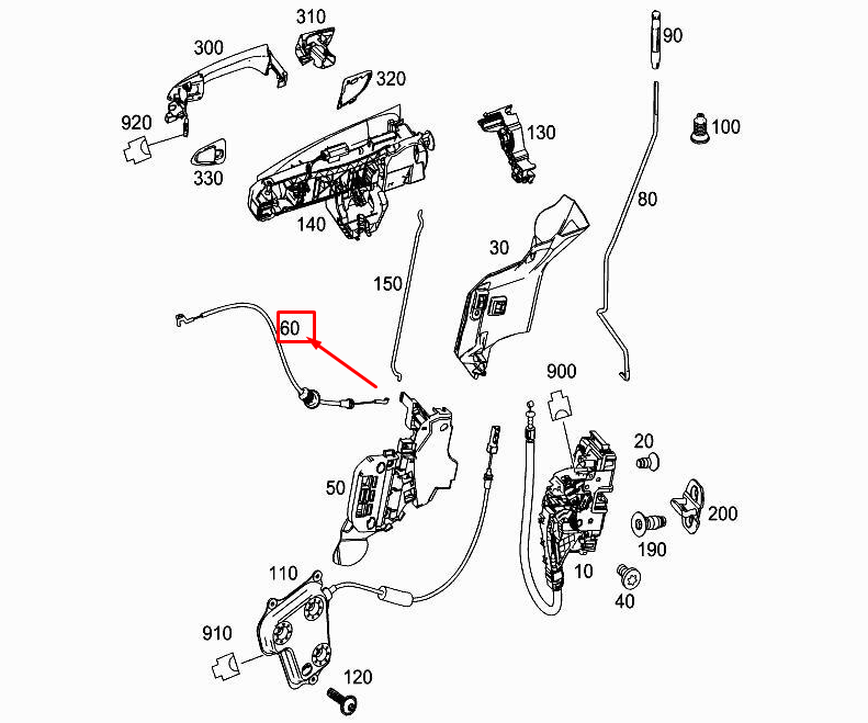 new mercedes-benz ml w166 front door lock bowden cable a1667600404 original