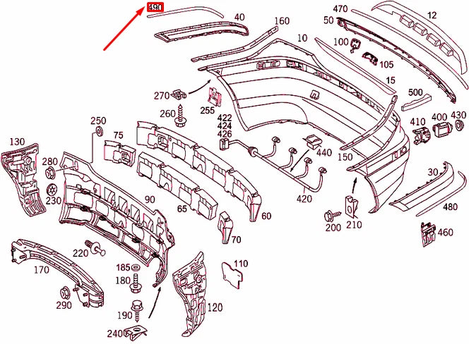NEW MERCEDES-BENZ C COUPE CL203 REAR BUMPER RIGHT MOLDING A2038859021