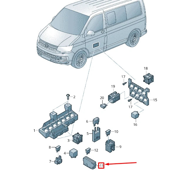 NEW VW TRANSPORTER VI T6 FUSE HOLDER 12 PIN 8K0937501