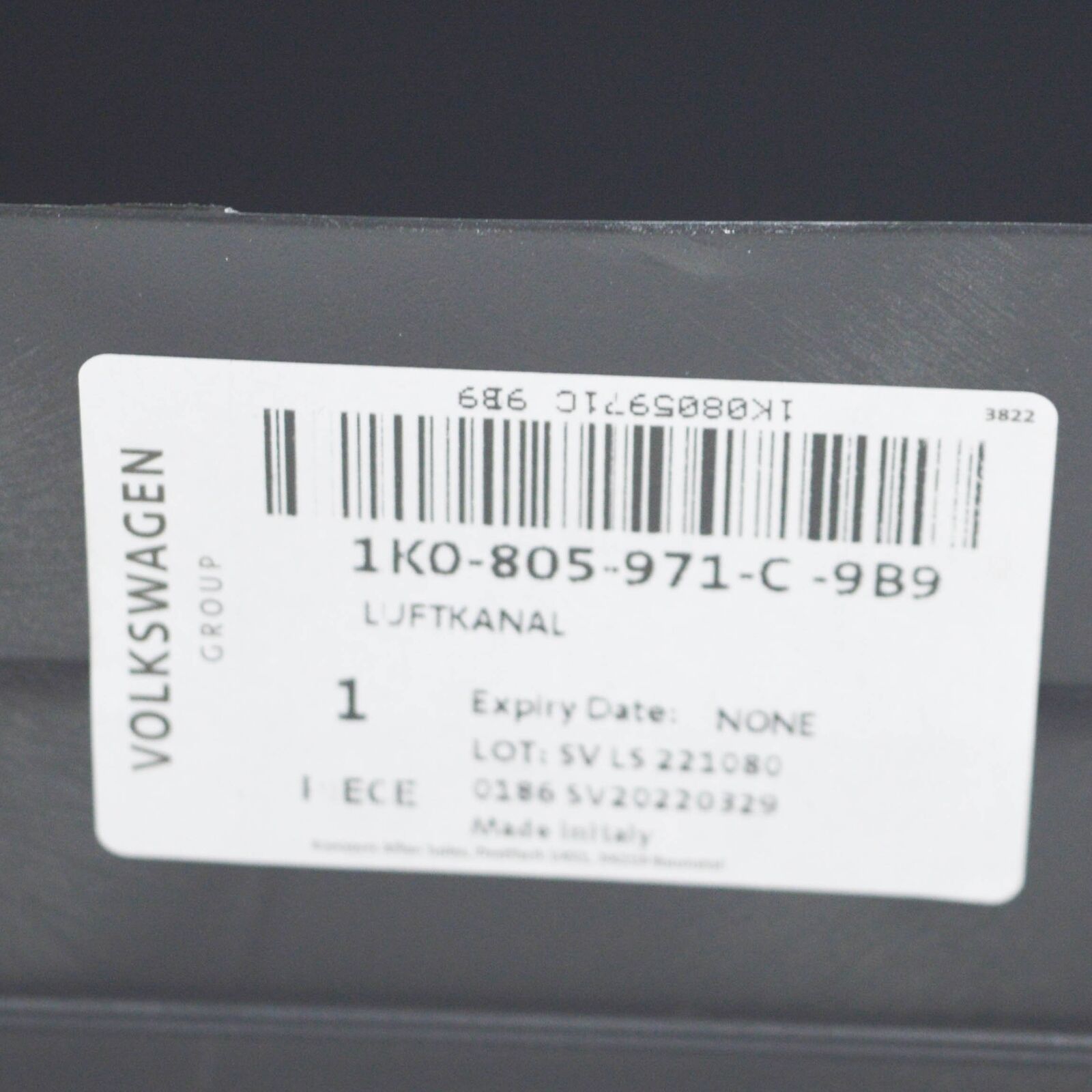 NEW AUDI A3 8P AIR INTAKE DUCT 1K0805971C9B9 ORIGINAL