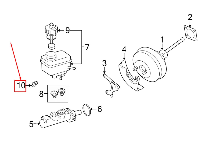 NEW VW BEETLE CABRIO 1Y FRONT MASTER CYLINDER PRESSURE SENSOR 1J0907597A