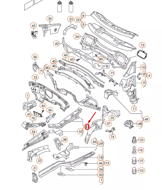 NEW VW GOLF MK6 FRONT RIGHT UPPER INNER FENDER RAIL 5K0809146 ORIGINAL