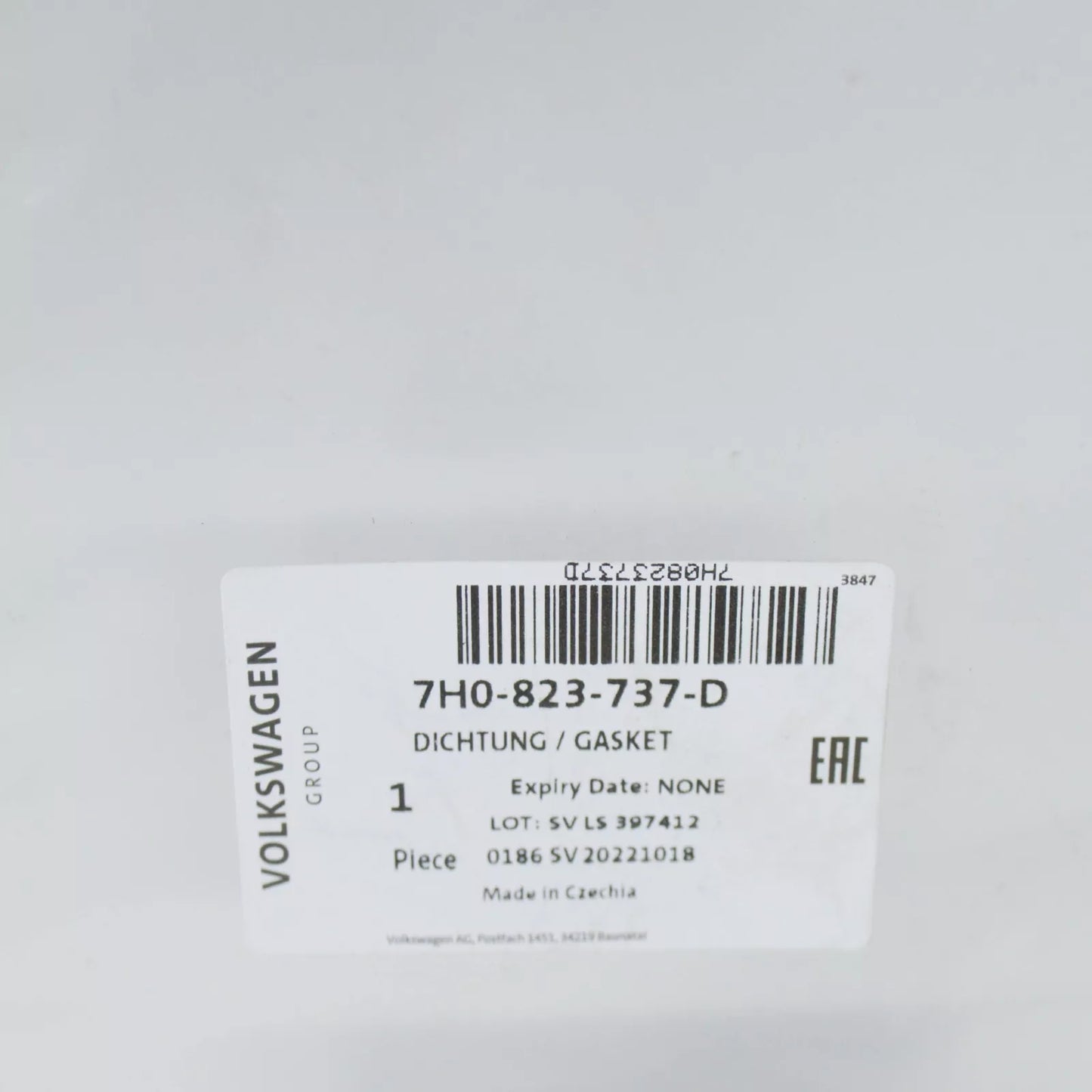 NEW VOLKSWAGEN TRANSPORTER T6 SEPARATOR PLATE GASKET 7H0823737D ORIGINAL