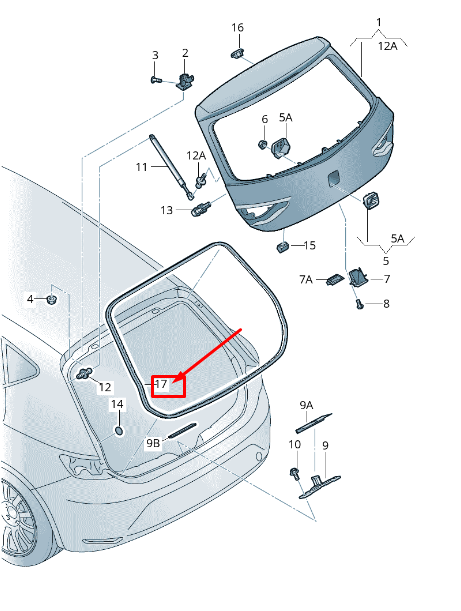 new seat leon 5f bootlid weather strip seal 5f3827705a9b9 original