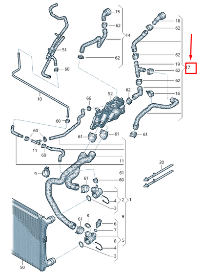 new skoda karoq nu coolant hose with quick release coupling 5q0122073cg original