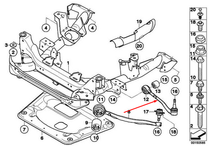 new bmw x3 e83 front right lower control arm 31122229522 2229522 original