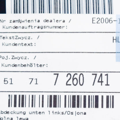 NEW BMW 4 F32 FRONT LEFT WHEEL ARCH GUARD COVER 51717260741 ORIGINAL