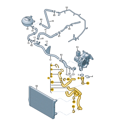 new volkswagen polo 6r left side water radiator hose 6c0121049b original