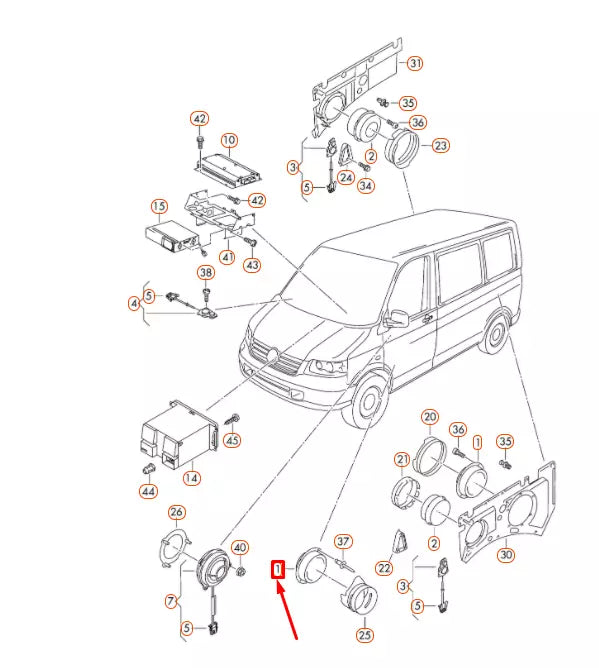 NEW VW TRANSPORTER T5 FRONT DOOR MID RANGE BASS SPEAKER 7E0035453D