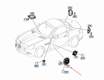 NEW MERCEDES-BENZ SLC R172 FRONT DOOR BOTTOM SPEAKER A1728200802 ORIGINAL