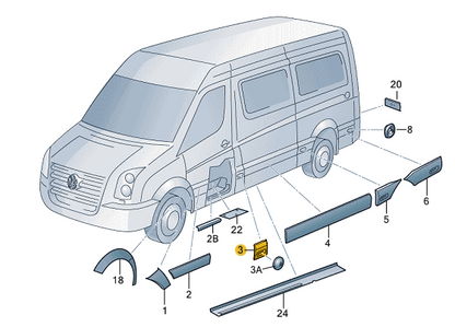 new volkswagen crafter 2e right b pillar protective strip 2e1853536cj original