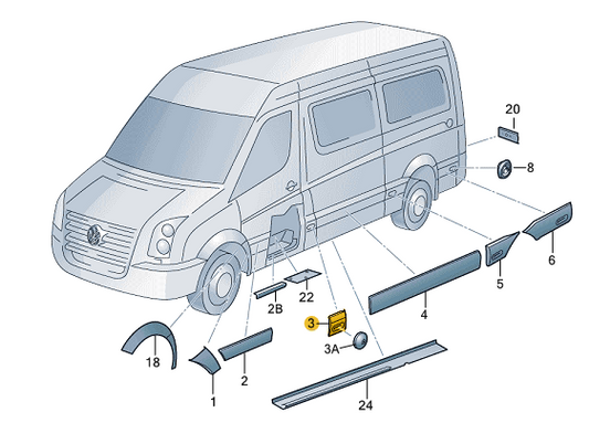 new volkswagen crafter 2e right b pillar protective strip 2e1853536cj original