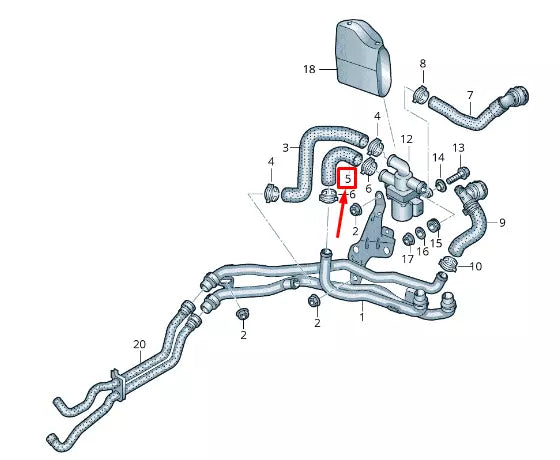 NEW VW TOURAN 5T ENGINE COOLANT HOSE 5QA819307C