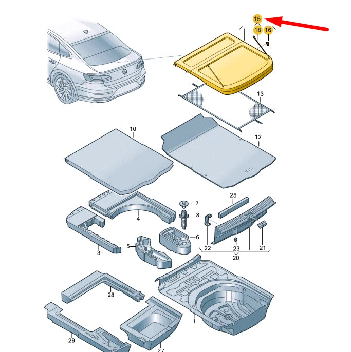 NEW VOLKSWAGEN ARTEON 3H7 LUGGAGE COMPARTMENT COVER 3G8867769DEH8 ORIGINAL