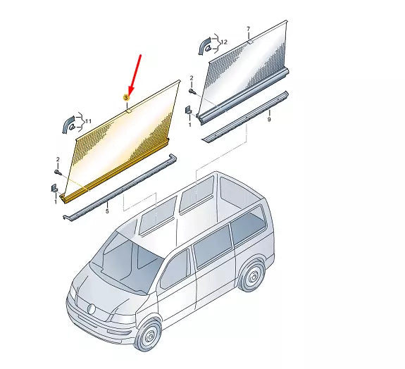 NEW VW TRANSPORTER T6 CENTRE LEFT SLIDING WINDOW BLIND 7E586132381U ORIGINAL