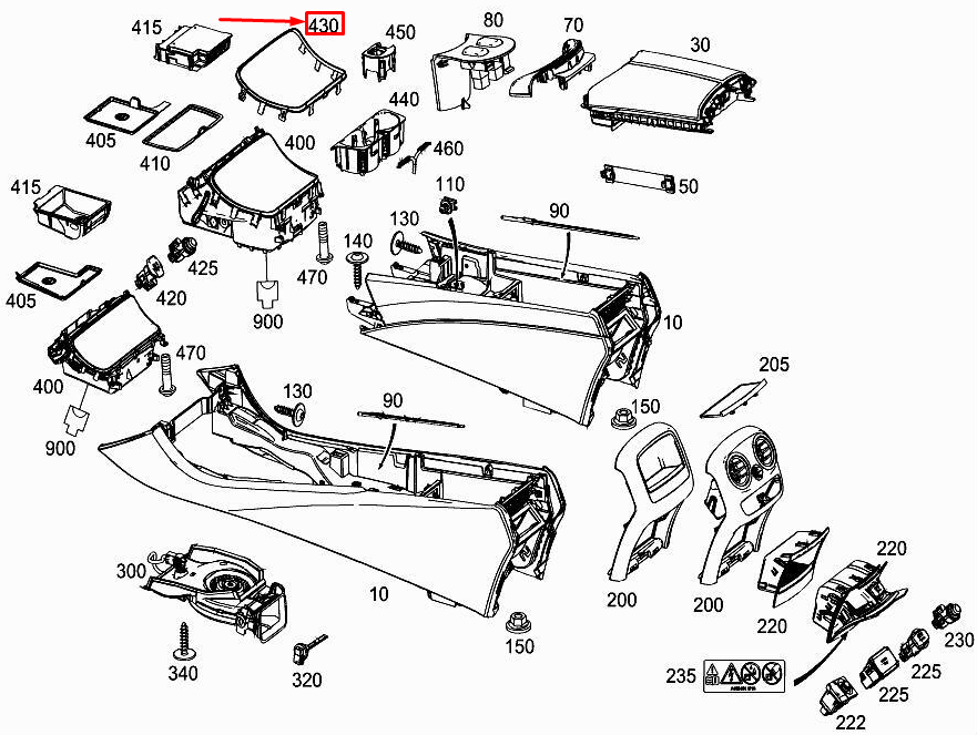 new mercedes-benz c w205 centre console trim strip a2056830900 original