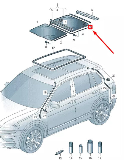 NEW VOLKSWAGEN TIGUAN AD MK2 ROOF GLASS TRIM 5NA8771559B9