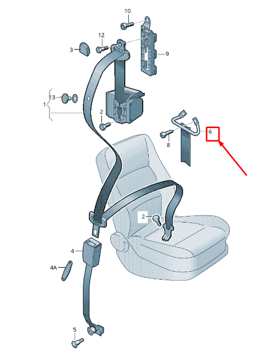 new skoda rapid nh front seat belt guide 6n0857817a original