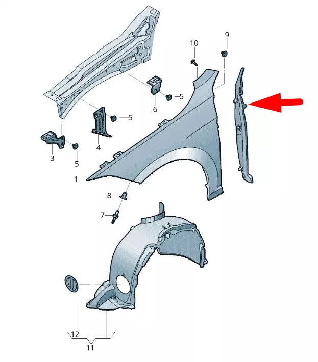 NEW VOLKSWAGEN JETTA MK7 FRONT LEFT WING PLASTIC 17A821111B