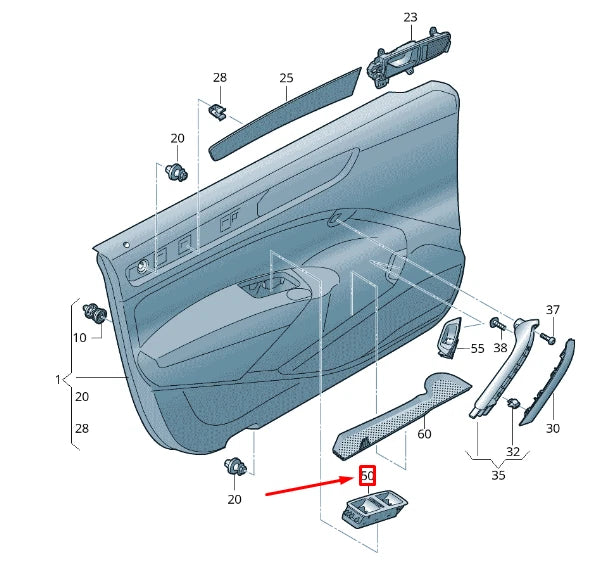 NEW VW PASSAT B78FRONT LEFT DOOR SWITCH TRIM PANEL LHD 561867375B82V ORIGINAL