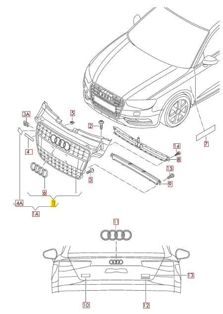 NEW AUDI A5 B8 FRONT CENTER GLOSSY BLACK/CHROME GRILLE 8T0853651KT94