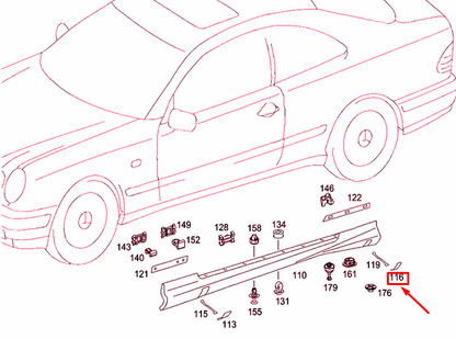 NEW MERCEDES-BENZ CLK C208 REAR RIGHT JACKING POINT COVER A2086985130 ORIGINAL