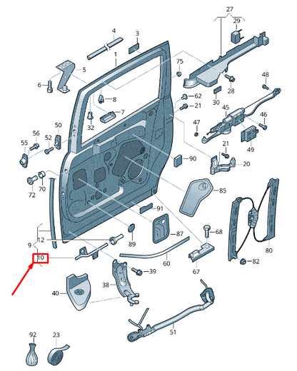 new vw sharan 7n left sliding door cable guide 7n0971821a original