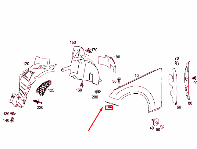 new mb e c207 front left fender intermediate layer a2078890195 original
