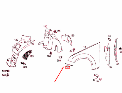 new mb e c207 front left fender intermediate layer a2078890195 original