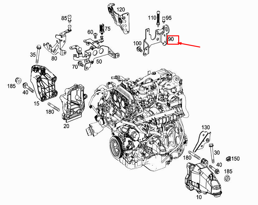 new mercedes-benz glc x253 rear engine lifting eye a2742230441 original
