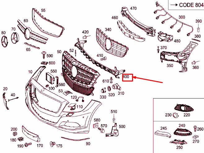NEW MB CLS C218 FRONT BUMPER BOTTOM BASIC MOUNTING A2188853165 ORIGINAL