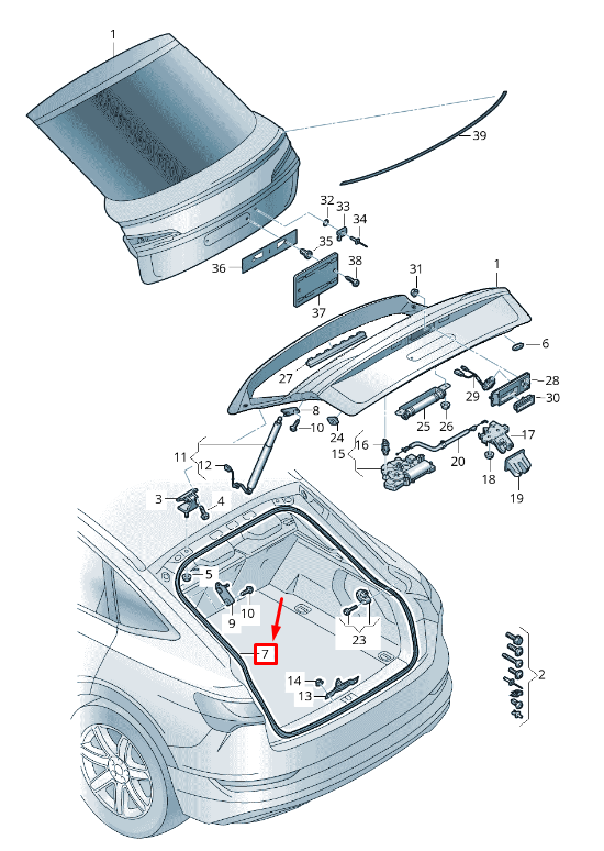 new audi e-tron ge rear lid seal rubber 4k4827705a original
