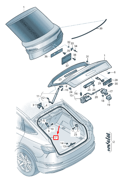new audi e-tron ge rear lid seal rubber 4k4827705a original