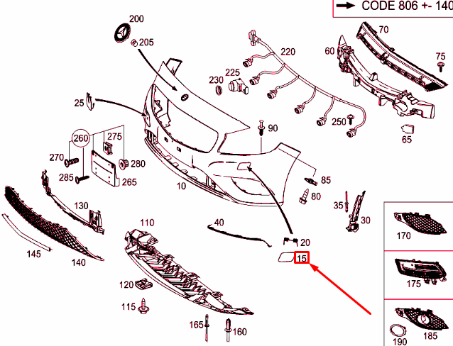 NEW MB A W176 RIGHT HEADLIGHT WASHER COVER CAP A17688502239999 ORIGINAL